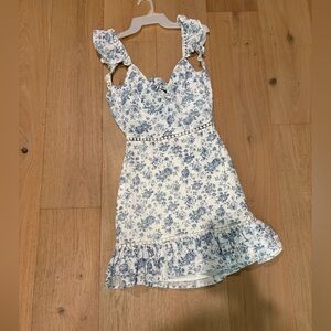 MINKPINK Blue and White Floral Mini Dress
